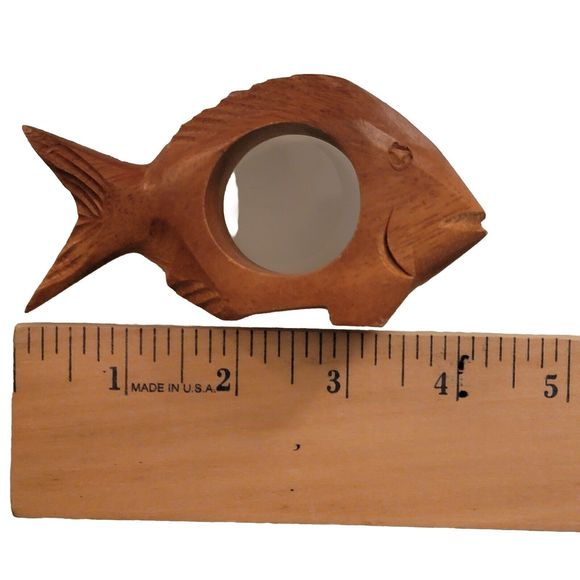 Vintage Hand Carved Wooden Sea Life Napkin Rings 4 Pieces Angel Fish Whale‎ - Picture 5 of 6